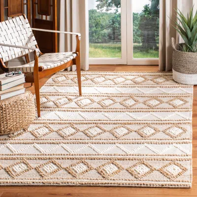 Safavieh Natural Fiber Machine Made Area Rug, Beige / Ivory Bohemian Style Easy Care In Neutral