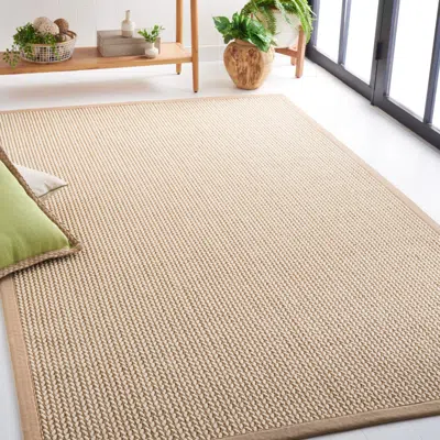 Safavieh Natural Fiber Machine Made Area Rug, Beige Solid / Tonal Style Easy Care In Brown