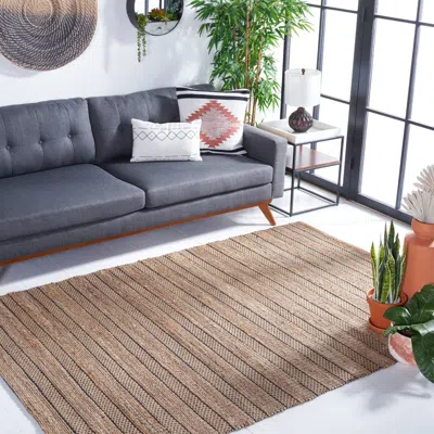 Safavieh Natural Fiber Machine Made Area Rug, Black / Natural Contemporary Style Easy Care In Brown