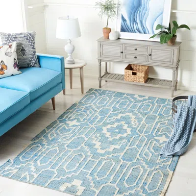 Safavieh Natural Fiber Machine Made Area Rug, Blue / Ivory Bohemian Style Easy Care