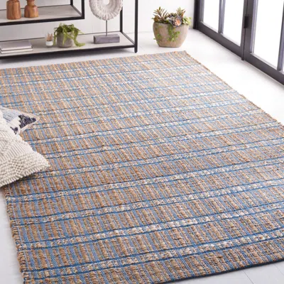 Safavieh Natural Fiber Machine Made Area Rug, Blue / Natural Contemporary Style Easy Care