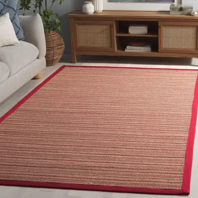 Safavieh Natural Fiber Machine Made Area Rug, Brown / Red Contemporary Style Easy Care