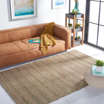 Safavieh Natural Fiber Machine Made Area Rug, Green / Natural Contemporary Style Easy Care In Brown