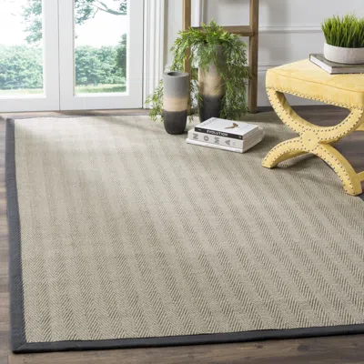 Safavieh Natural Fiber Machine Made Area Rug, Grey Brown / Grey Solid / Tonal Style Easy Care