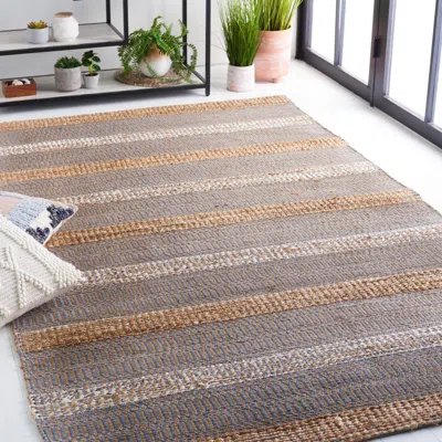 Safavieh Natural Fiber Machine Made Area Rug, Grey / Natural Bohemian Style Easy Care In Multi