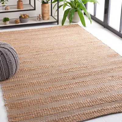Safavieh Natural Fiber Machine Made Area Rug, Grey / Natural Contemporary Style Easy Care In Brown