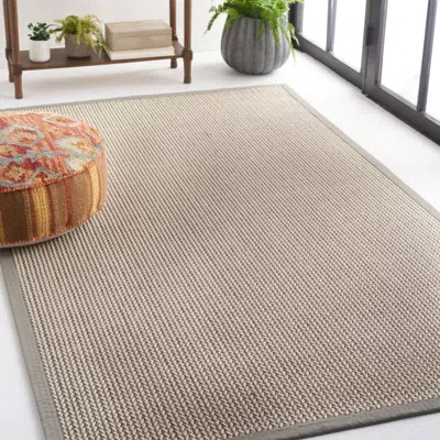 Safavieh Natural Fiber Machine Made Area Rug, Grey Solid / Tonal Style Easy Care In Gray