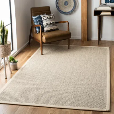 Safavieh Natural Fiber Machine Made Area Rug, Marble / Beige Casual Style Easy Care In Gray