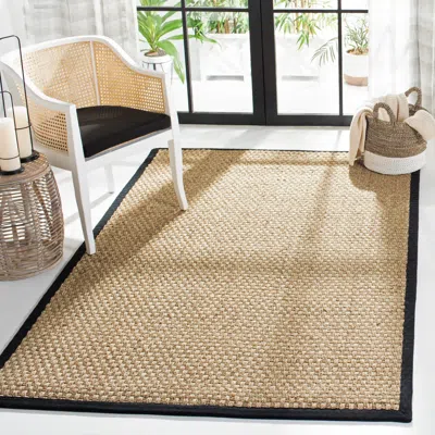 Safavieh Natural Fiber Machine Made Area Rug, Natural / Black Natural Fiber Style Easy Care In Brown