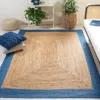 Safavieh Natural Fiber Machine Made Area Rug, Natural / Blue Country Floral Style Easy Care In Blue