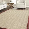Safavieh Natural Fiber Machine Made Area Rug, Natural / Burgundy Red Solid / Tonal Style Easy Care In Brown
