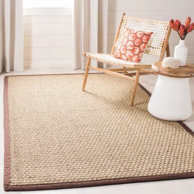 Safavieh Natural Fiber Machine Made Area Rug, Natural / Dark Brown Natural Fiber Style Easy Care