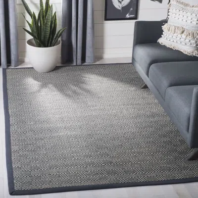 Safavieh Natural Fiber Machine Made Area Rug, Natural / Dark Grey Contemporary Style Easy Care In Gray