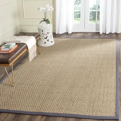 Safavieh Natural Fiber Machine Made Area Rug, Natural / Dark Grey Natural Fiber Style Easy Care In Brown