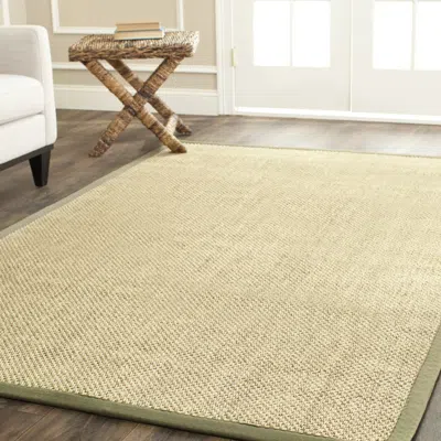 Safavieh Natural Fiber Machine Made Area Rug, Natural / Green Solid / Tonal Style Easy Care In Yellow