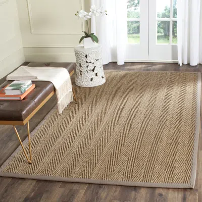 Safavieh Natural Fiber Machine Made Area Rug, Natural / Grey Solid / Tonal Style Easy Care In Brown
