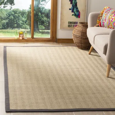 Safavieh Natural Fiber Machine Made Area Rug, Natural / Grey Solid / Tonal Style Easy Care In Brown