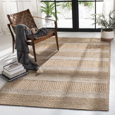 Safavieh Natural Fiber Machine Made Area Rug, Natural / Ivory Contemporary Style Easy Care In Blue