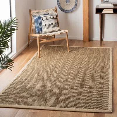 Safavieh Natural Fiber Machine Made Area Rug, Natural / Ivory Solid / Tonal Style Easy Care In Brown