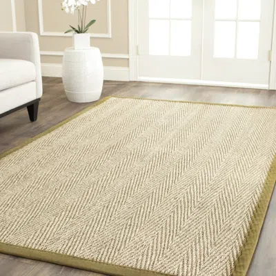 Safavieh Natural Fiber Machine Made Area Rug, Natural / Olive Solid / Tonal Style Easy Care In Neutral