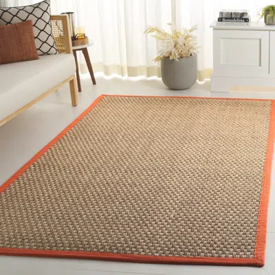 Safavieh Natural Fiber Machine Made Area Rug, Natural / Rust Natural Fiber Style Easy Care In Brown