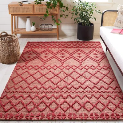Safavieh Natural Fiber Machine Made Area Rug, Red / Natural Bohemian Style Easy Care