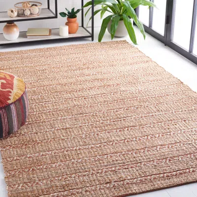 Safavieh Natural Fiber Machine Made Area Rug, Rust / Natural Bohemian Style Easy Care In Brown