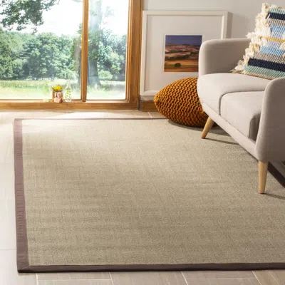 Safavieh Natural Fiber Machine Made Area Rug, Sage / Brown Solid / Tonal Style Easy Care