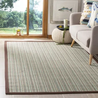 Safavieh Natural Fiber Machine Made Area Rug, Teal / Brown Contemporary Style Easy Care