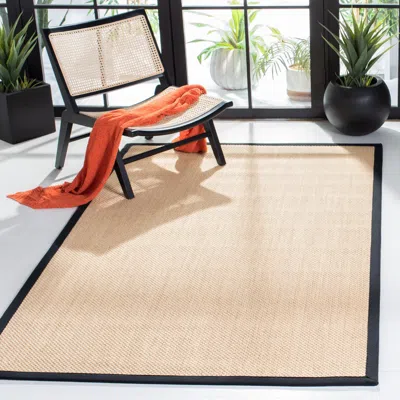 Safavieh Natural Fiber Non-slip Area Rug, Maize / Black Coastal Style Easy Care In Nude