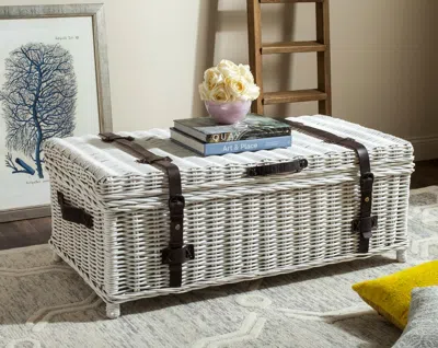 Safavieh Navarro Rattan Coffee Table Trunk In White