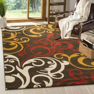 Safavieh Newbury Machine Made Area Rug, Brown / Gold Contemporary Style Easy Care