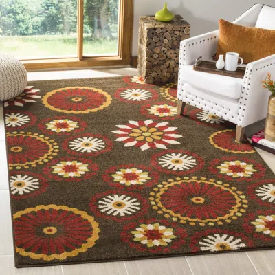 Safavieh Newbury Machine Made Area Rug, Brown / Red Contemporary Style Easy Care