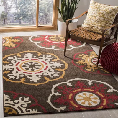 Safavieh Newbury Machine Made Area Rug, Brown / Red Contemporary Style Easy Care