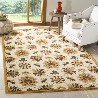 Safavieh Newbury Machine Made Area Rug, Ivory / Gold Traditional Style Easy Care In Multi