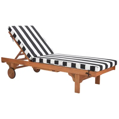 Safavieh Newport Teak Brown Eucalyptus Wood Black And White Lounge Chair