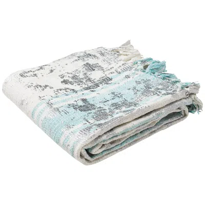 Safavieh Nicola White And Blue Cotton Metallic Throw Blanket