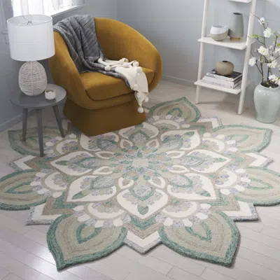 Safavieh Novelty Hand Made Area Rug, Blue / Ivory Bohemian Style Non-shedding In Green