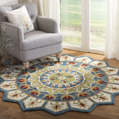 Safavieh Novelty Hand Made Area Rug, Ivory / Blue Bohemian Style Non-shedding In Multi
