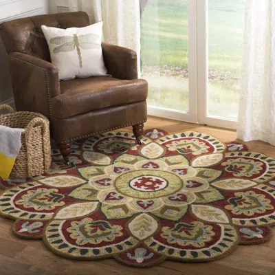 Safavieh Novelty Hand Made Area Rug, Red / Taupe Bohemian Style Non-shedding In Brown