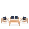Safavieh Nunzia 4 Piece Outdoor Living Set With Accent Pillows In Natural