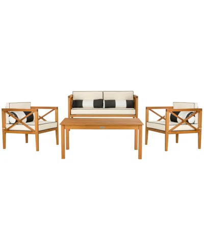 Safavieh Nunzio 4pc Outdoor Seating Set With Pillows In Brown