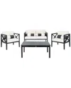 Safavieh Nunzio 4pc Outdoor Set With Accent Pillows In Black