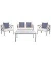Safavieh Nunzio 4pc Outdoor Set With Accent Pillows In Blue