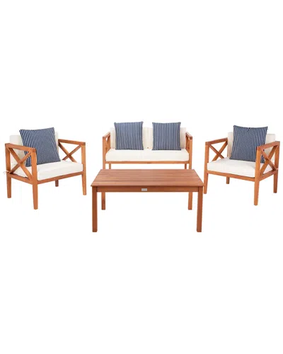 Safavieh Nunzio 4pc Outdoor Set With Accent Pillows In Blue