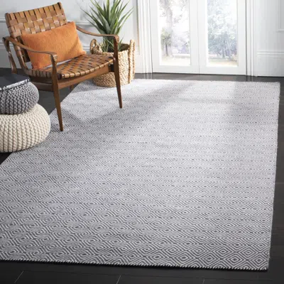 Safavieh Oasis Machine Made Area Rug, Dark Grey / Ivory Contemporary Style Easy Care In Blue