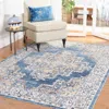 Safavieh Olympia Machine Made Area Rug, Blue / Beige Traditional Style Easy Care In Blue
