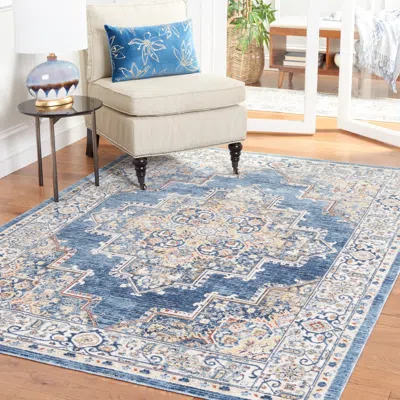 Safavieh Olympia Machine Made Area Rug, Blue / Beige Traditional Style Easy Care