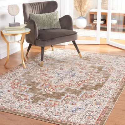 Safavieh Olympia Machine Made Area Rug, Green / Ivory Traditional Style Easy Care In Multi