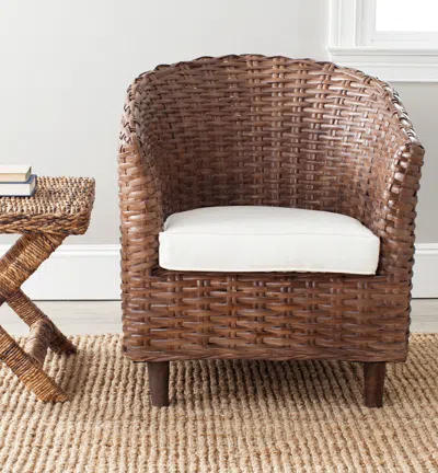 Safavieh Omni Rattan Barrel Chair In Brown